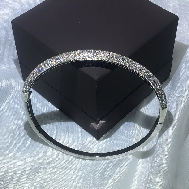 브랜드 패션 포장 설정 다이아몬드 바게트 팔찌 여성을위한 큰 shinning 팔찌 웨딩 액세서리