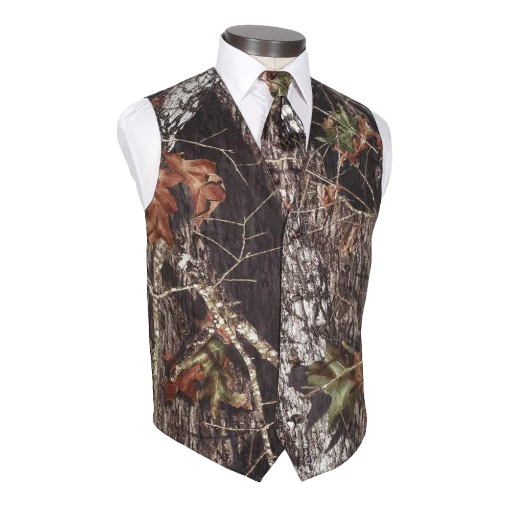 Print Camo Groom Vests For Country Wedding Camouflage Slim Fit