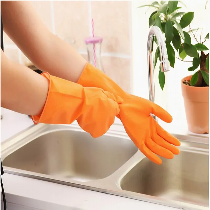 Rubberen handschoenen Huidverzorging handschoenen Hand warme dikke schotel wassen Waterdichte handschoen, oranje geel sturen door willekeurig