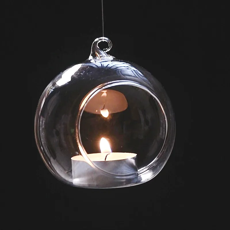 DHL Ship Hanging Glass Tea Light Candle Holders Glass Globe Candle Holder For Wedding Party Home XMAS Decor WX9-475