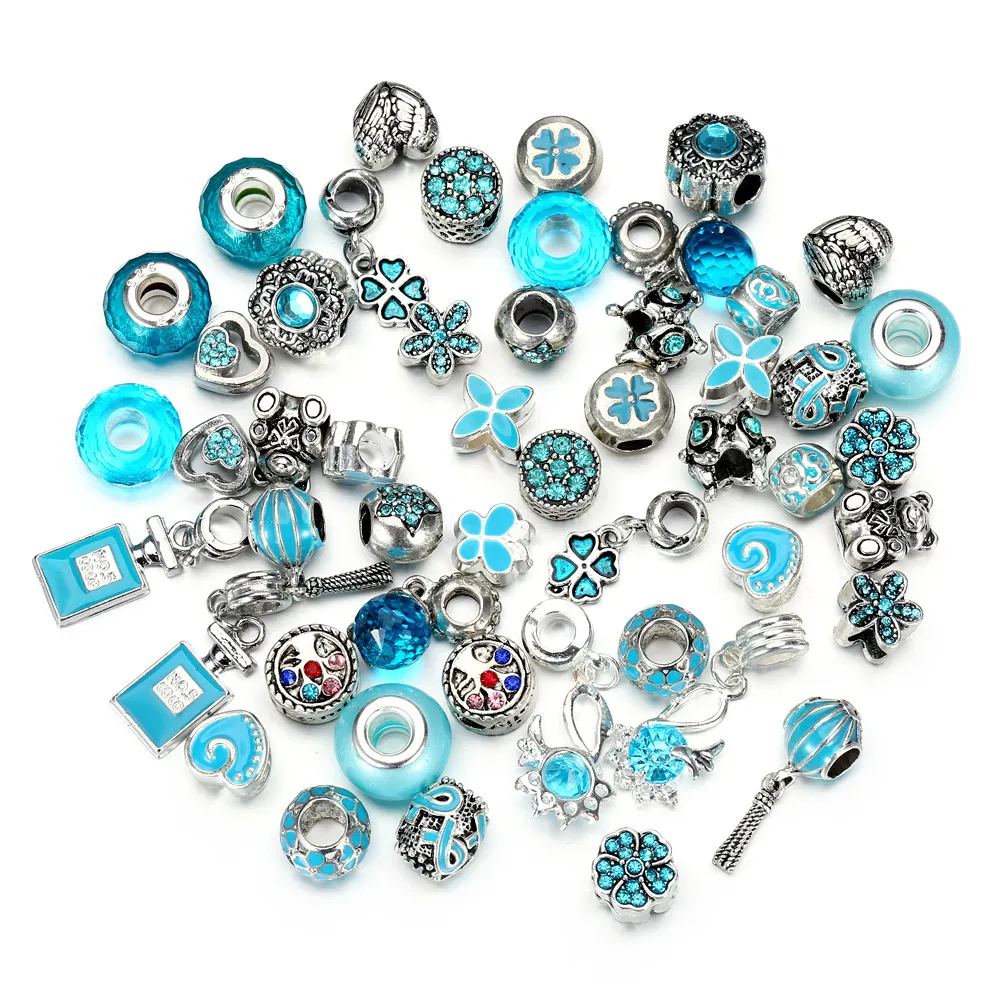 50pcs European Bead Safety Chain Bead Charm European Bead Fit for Pandora Bracelets Mix color Free shipping