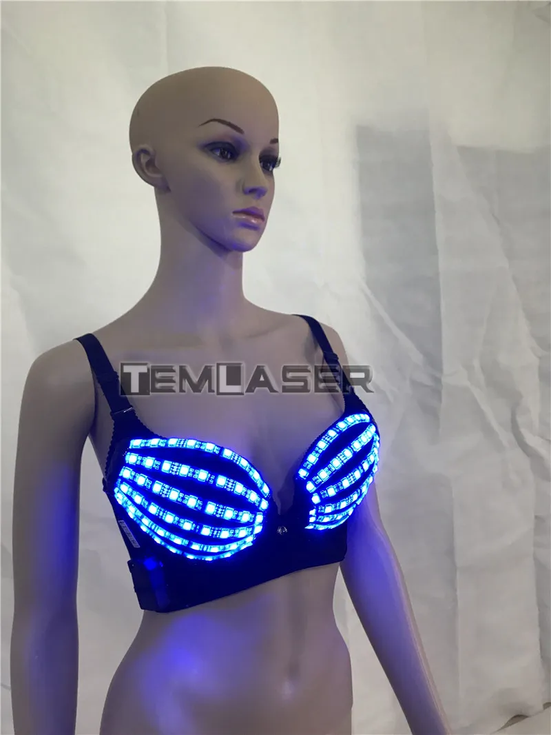 RGB LED Bra Dj Club Luminous Underwear LED Fantasia Vestido Dança