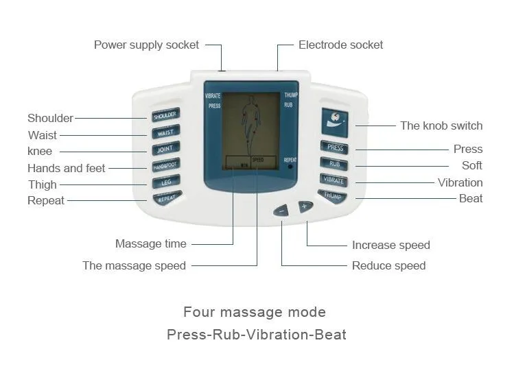 Masseur d'impulsions électronique LCD dizaines Machine de thérapie d'acupuncture outils de massage du corps stimulateur électrique