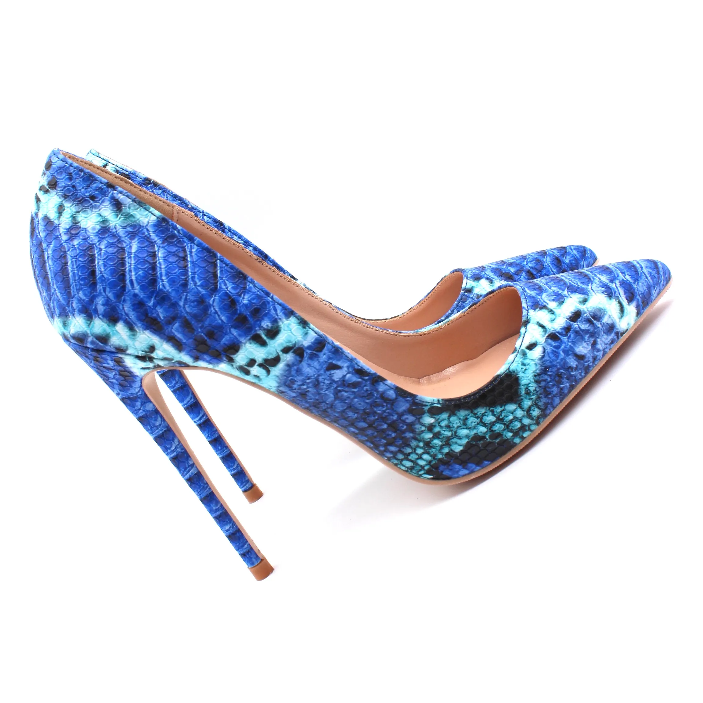 Acquistare Foto Reali Moda Donna Pitone Blu Con Stampa Punta A Punta Scarpe  Con Tacco Alto Sexy Décolleté 12cm 10cm 8cm Stiletto Economico | Consegna  Veloce E Qualità | It.Dhgate