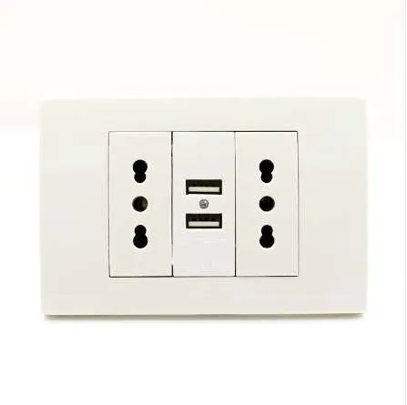 Usb Wall Power Socket Plug Double Italian / Chile Socket with Usb 1000mA USB Charger Port for Mobile 118mm*80mm