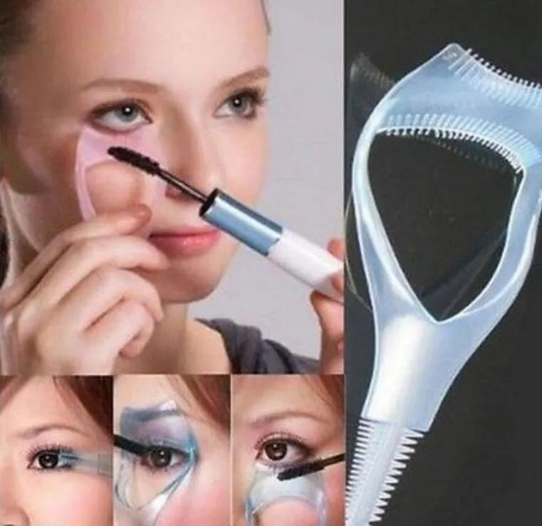 3 In1 Skönhet Makeup Verktyg Eyelash Curler Eyelash Tool Makeup Mascara Shield Guard Curler Applicator Comb guide
