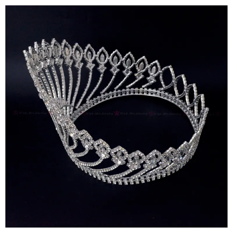 مسابقة Tiaras الكاملة الدائرة الدائرية لملكة جمال الجمال مسابقة Crown Auatrian Rhinestone Crystal Hair Association للحفلات تظهر 5913144