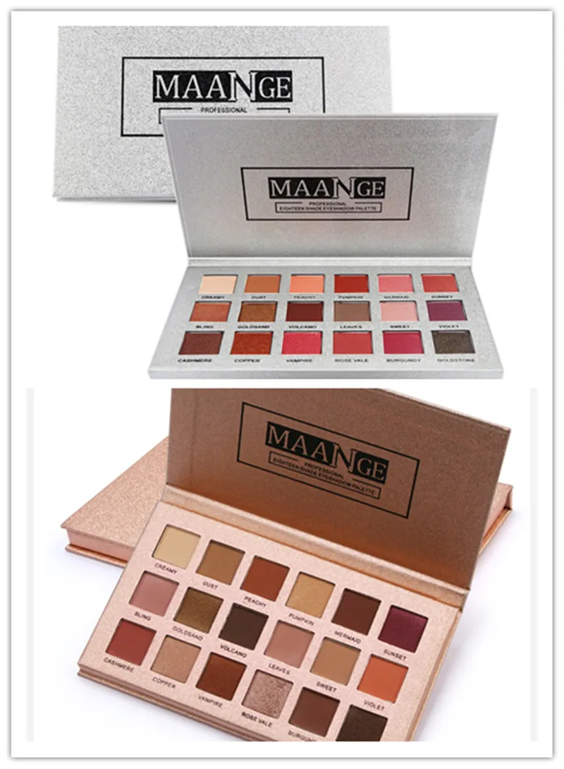 Heiße Make -up -Marke Maange 18Colors Lidschatten Palette Roségold/Silber Matt Glitzer Matallic Lidschattenpulver Palette DHL Versand