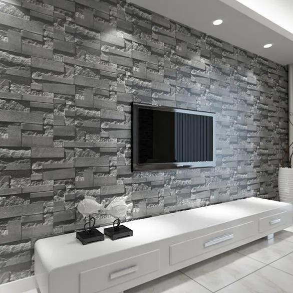 Brick wallpaper living room deals