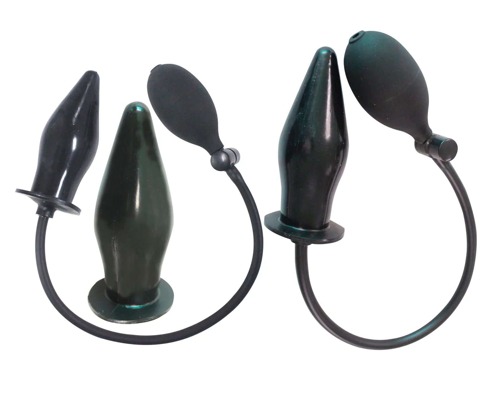 Black Inflatable Anal Plug Set: Pump, Extender, Vibrator & Enema System