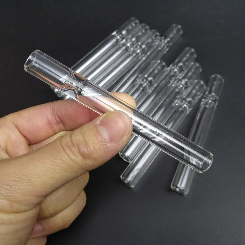 100mm Glass One Hitter Pipe Smoking Pipes 4 Inch Steamroller Piece Filter Tips Taster Clear Cigarette Holder
