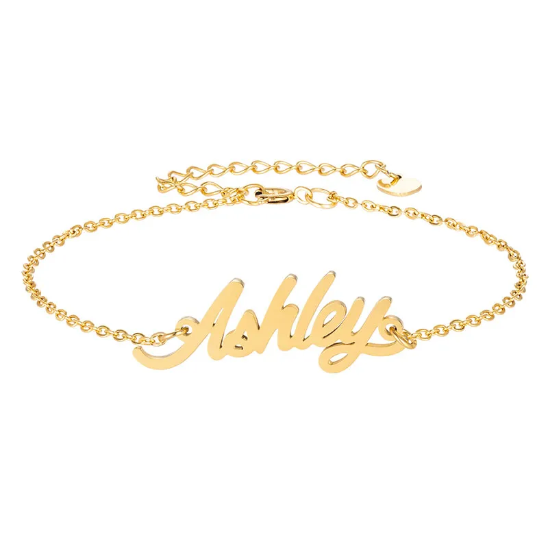 Nazwa scenariusza „Ashley” Bransoletka urokowa dla kobiet 18K Gold Stated Stagi Stael Grawve Personalized Custom Bracelets Charm Prezent Świąteczny