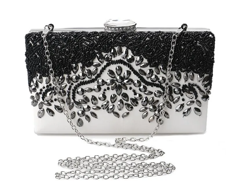 Mode Models Europe och United States Beaded Evening Pack Black Beaded Ladies Bankett Dress Evening Clutch