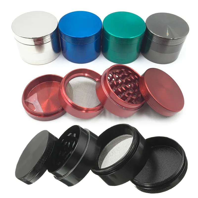 New Smoking Grinder Herb Grinder Metal Denti Filtro per tabacco Strumenti per smerigliatrice Colore della miscela 40mm 50mm 55mm 63mm 75mm WX9-536