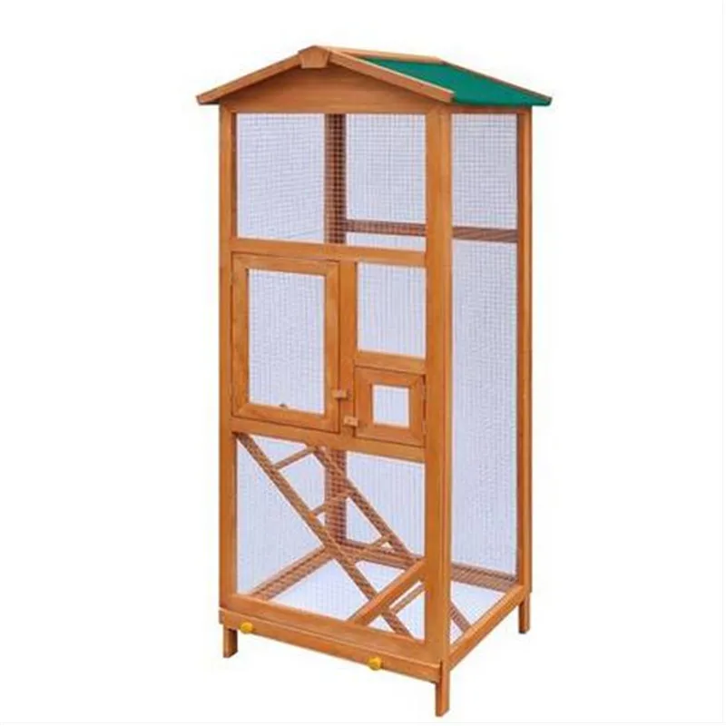 Gratis frakt Bird Cage Stort trä Aviary med metall Grid Flight Cages för Finches Bird Cages Pet Supplies