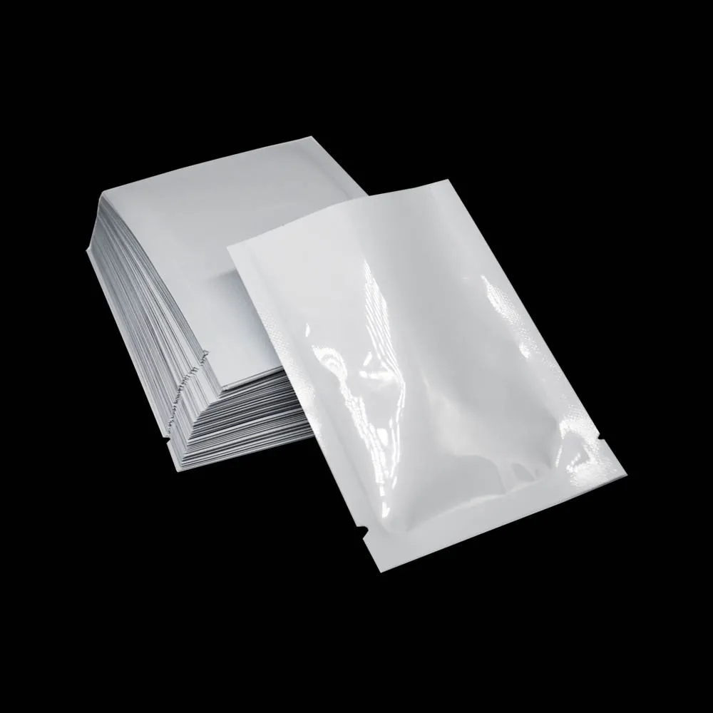 Pequenos 8x12 cm Branco Brilhante Mylar Foil Embalagem Bolsas Atacado 200 Pçs / lote Sealable Seal Aberto Alumínio Folha de Alimentos Grau Embalagem Saco