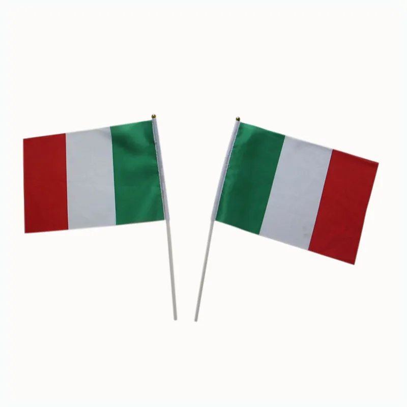 Bandiera a mano intera con palo di plastica rotonda head1421cm Italia Country Flagpromotion Flag in piccole dimensioni lot6301121