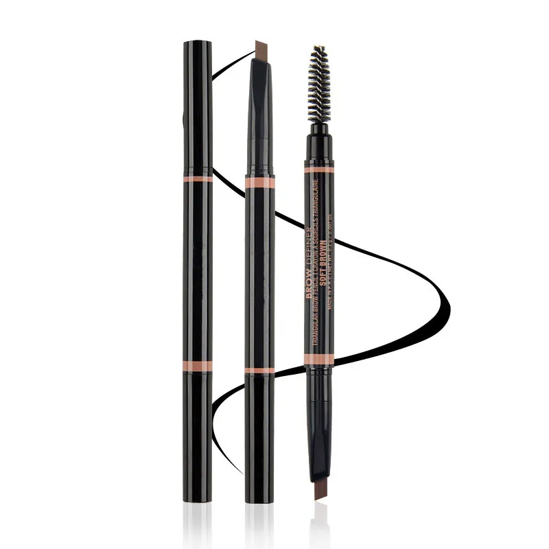 Double Enthed Eye Brow Enhancer 5 Cores Definidor De Sobrancelha + Escova Duo Maneira Longo Lápis Misturando Olhos impermeáveis ​​Definidos Pó Definido Maquiagem