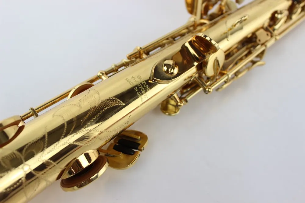 SUZUKI SS-300 Student Series Gold Lacquer Straight Tube Soprano Saxophone B Flat High F Brass Sax With Case And Mouthpiece 