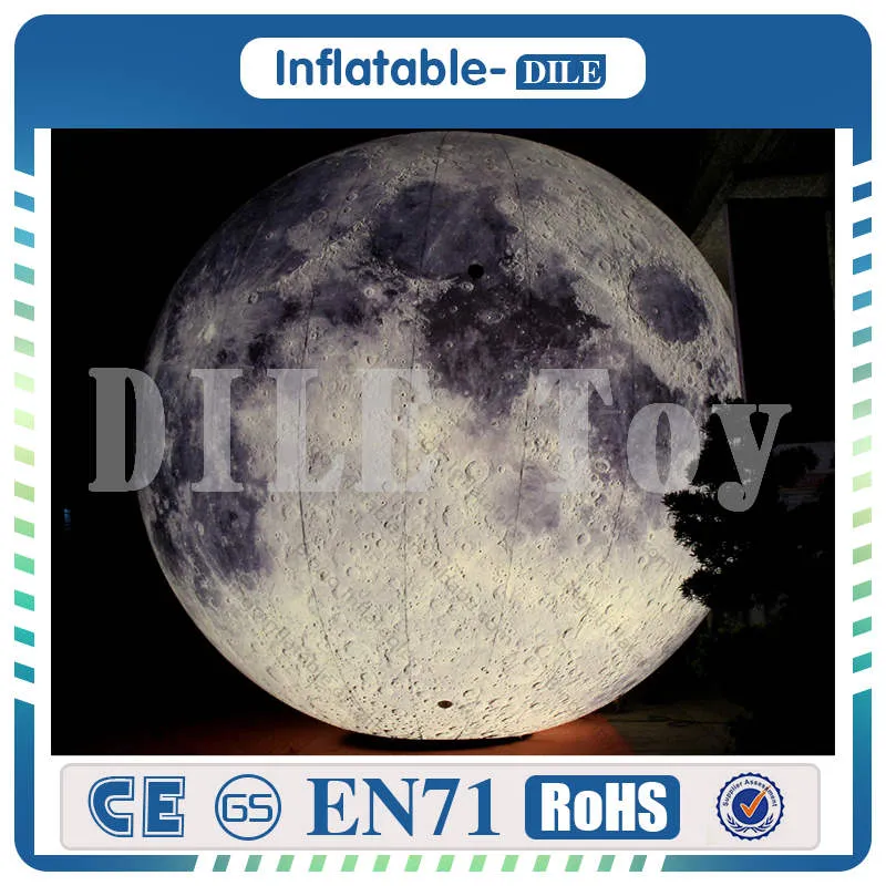 Envío gratuito a puerta, globo inflable gigante personalizado con forma de luna, bola inflable con forma de luna con luces LED, globo con forma de luna con luz LED