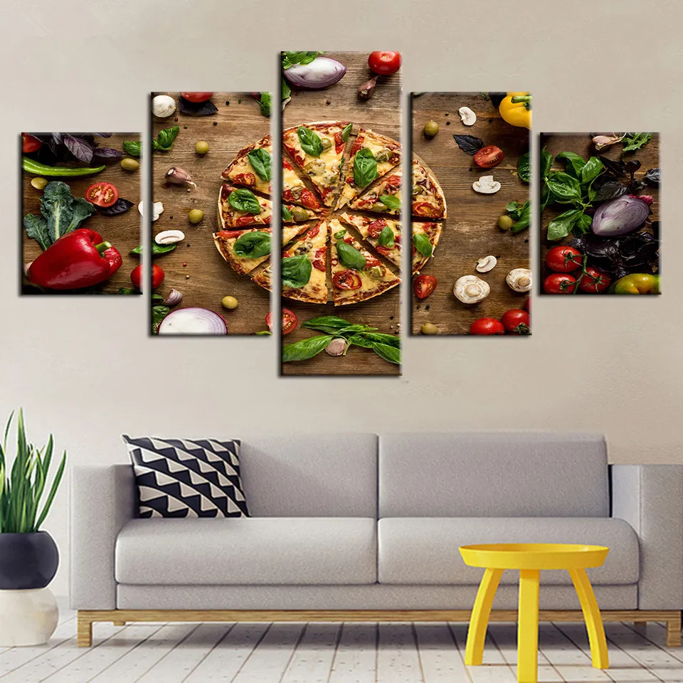 Spray Moderne HD Gedruckte Wandkunst Leinwand Malerei 5 Stücke Pizza Essen  Poster Bilder Cuadros Dekoration Küche Zimmer Ungerahmt Von 8,61 € | DHgate