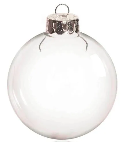 Promotion - Décoration de Noël transparente à peindre DIY Boule de verre de 66 mm avec dessus argenté, 5/paquet