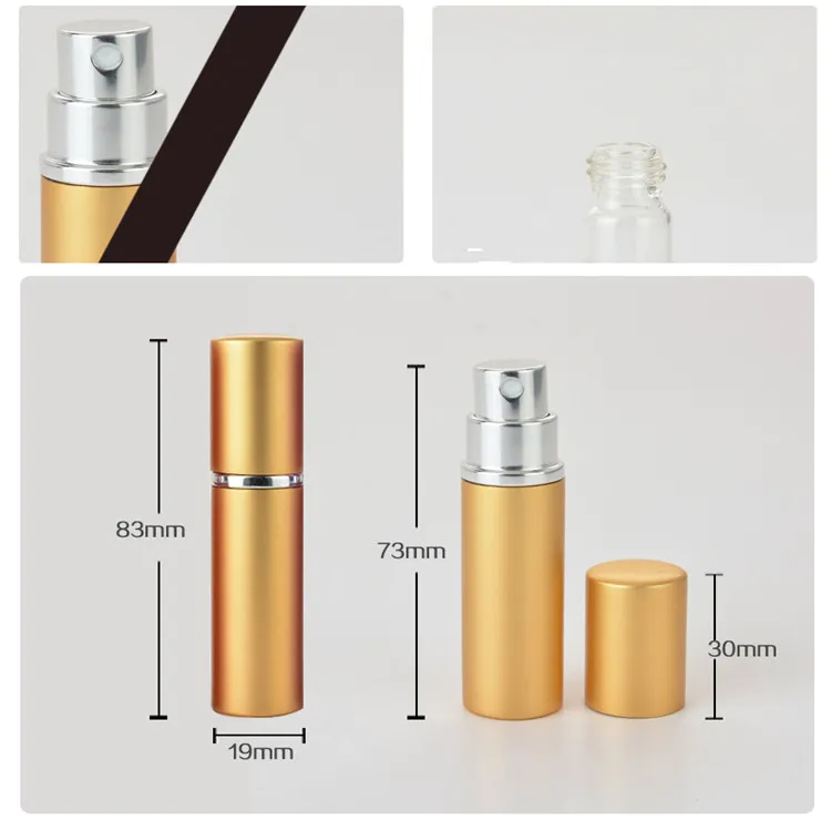 Gratis epacket 5ml Mini Portable Refillable Parfym Atomizer Färgglad sprayflaska Tomma parfymflaskor mode parfymflaska