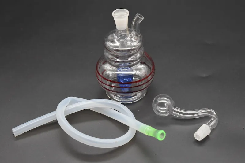 Pipes à eau en verre Bong en ligne Perc Recycler barboteur 10mm Joint Hookah Mini Bongs avec tuyau et bol bouche filtre tuyau de brûleur à mazout en verre