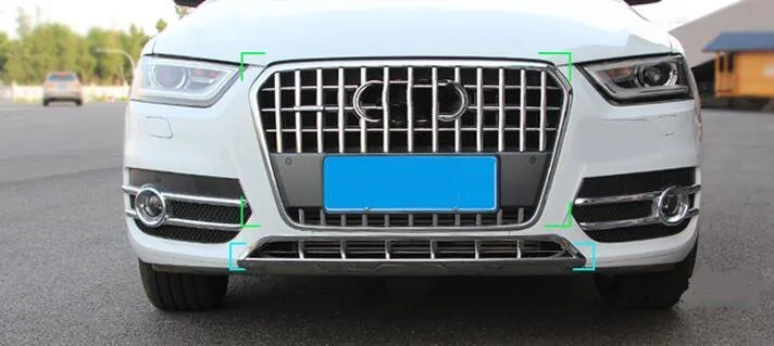 High quality ABS with Chrome car up grill decorative frame cover,low grill decoration trim cover for Audi Q3 2013-2015