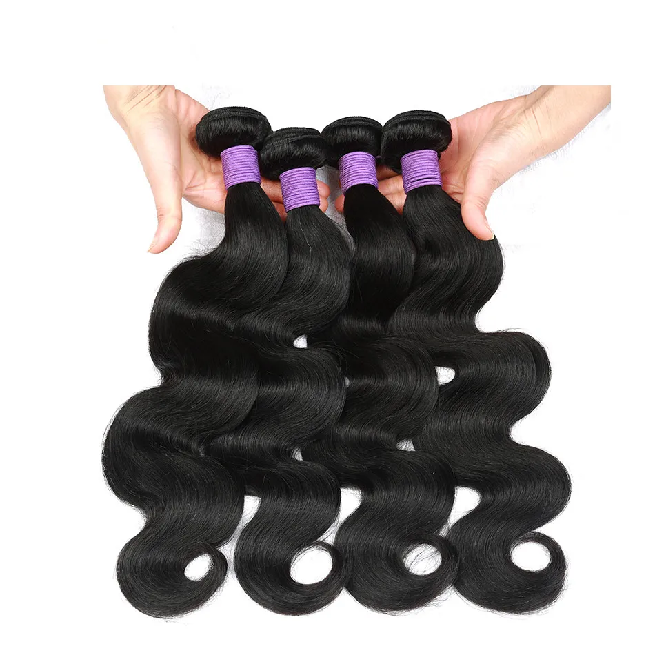 ELIBESS HAIR-Factory Supplier Onda brasileña del cuerpo del pelo virginal 5 paquetes 50g / piece Color natural 100% del pelo humano que teje 10 