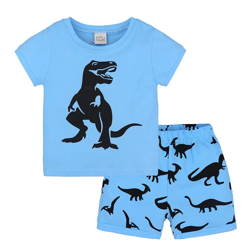 Наборы одежды для мальчиков Summer Kids хлопок синяя футболка + шорты костюм Baby Boy Одежда наборы костюм для младенцев 2шт