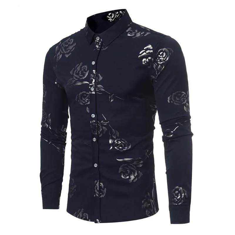 2018 British Style Shirts Mens Flowers Shirts Royal Baroque