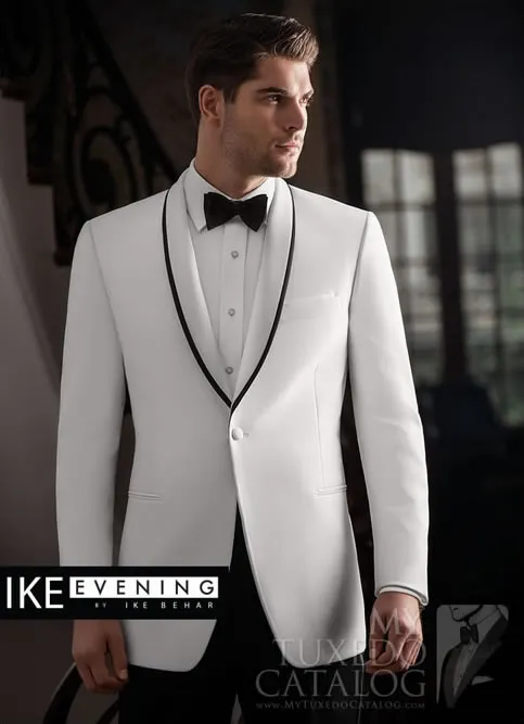 2018 Nova Moda Branco Jaqueta de Vestido de Casamento Homens Ternos de Designer Xale Lapela Festa de Casamento de Negócios Dos Homens Ternos Com Calças Melhor Homem Do Noivo Smoking