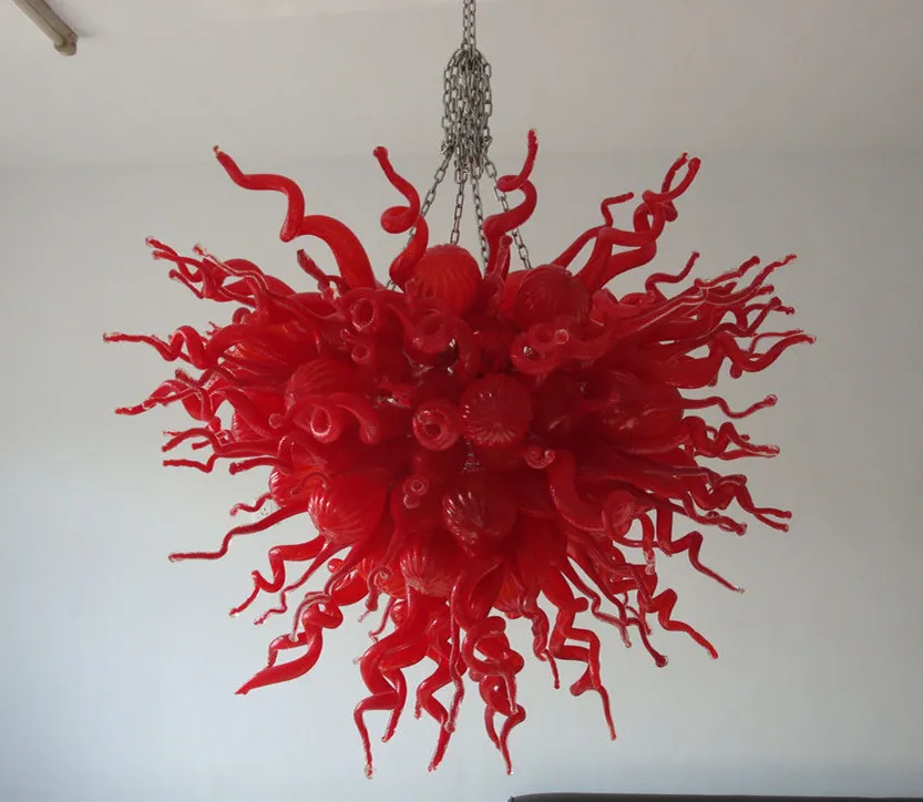 Lampe Red Love Hand geblasen-Glas Kronleuchter LED-Lampen AC 110-240V Dekorative Kette Anhänger Lampen Murano Glasskristall Kronleuchter für Kunstdekoration