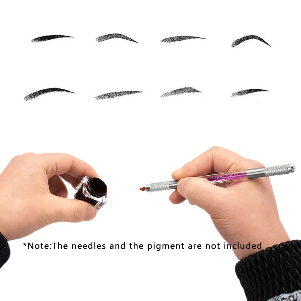 Microblading Augenbrauen, handgefertigt, manueller Doppelkristall-Acryl-Tattoo-Stift, Microblading-Permanent-Augenbrauen-Werkzeuge für Augenbrauen-Make-up