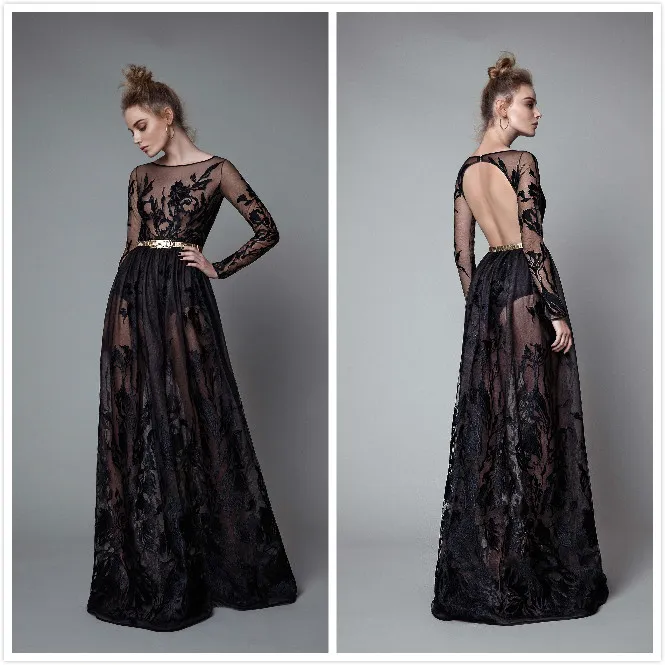 Save Big on Bulk Berta Evening Dresses Berta Evening Dresses Long Sleeve  Backless Illusion Tulle Applique Prom Dresses For Women Elegant Party Wear  | ...