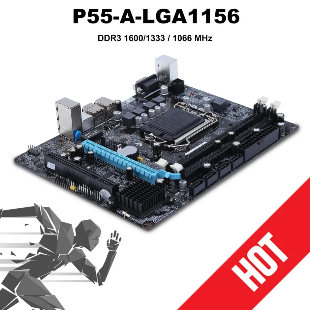 Freeshipping P55-A-1156 motherboard DDR3 LGA 1156 USB 2.0 215x170 boards 8GB P55 6 Channel Desktop motherborad