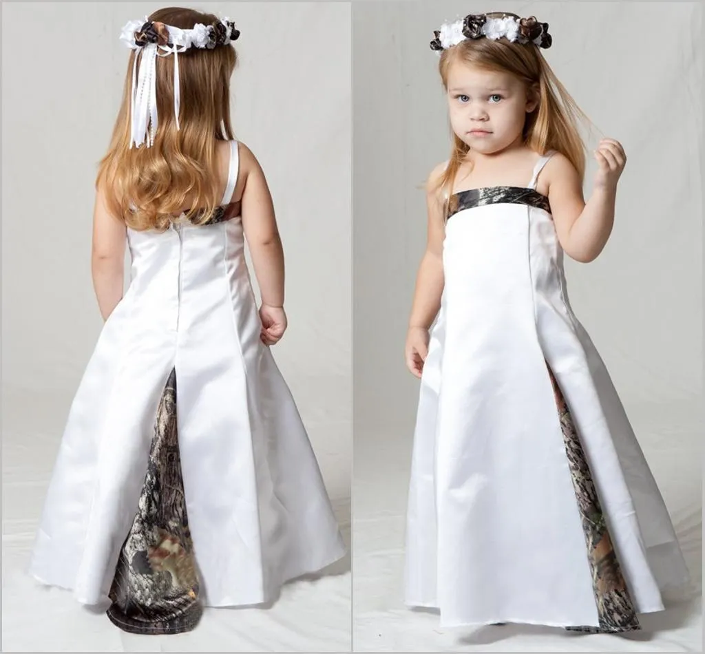 Piękne sukienki z kwiatem Realtree Camo Flower Girl na Wedding Party Forest Flower Girl New cienki pasek