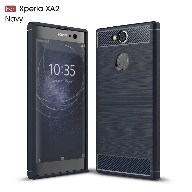 Mobiltelefon Fodral för Sony Xperia XA2 TPU Carbon Fiber Heavy Duty Case för Sony XA2 Ultra Cover Gratis DHL frakt