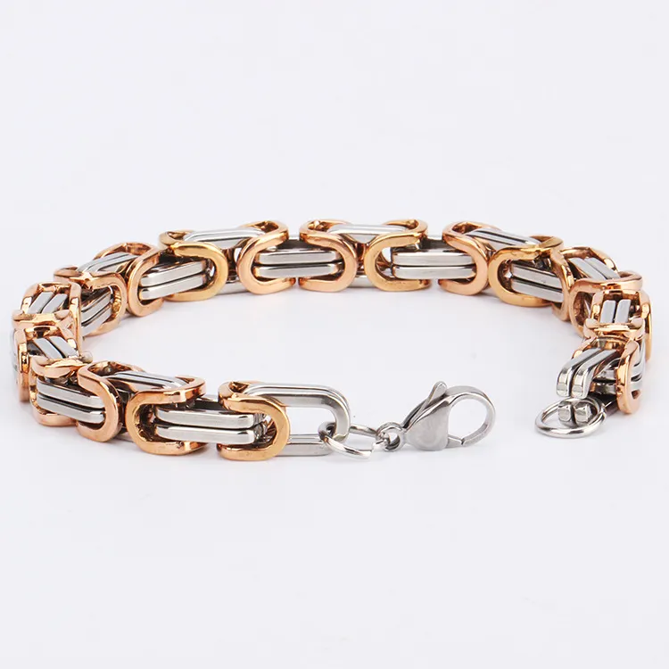 Fashion New Link Chain Stainless Steel Bracelet Men Heavy 8MM Wide Mens Bracelets 2018 Bicycle Chain Wristband