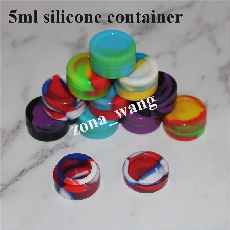 Contenitori di cera di silicone all'ingrosso Olio Silicone antiaderente Olio di silicone Contenitori da 5 ml Vasi Vaporizzatore di cera penvaporizzatore vape approvato dalla FDA