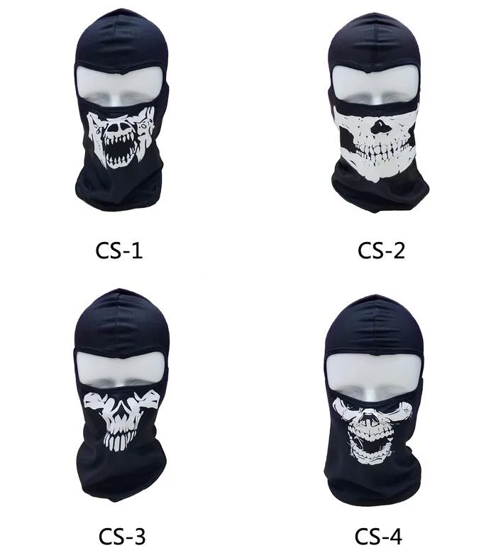 Ghost Masks Full Face Skull Print Mask Motorcykel Biker Balaclava Hat Dammtät Vindskyddad Utomhus Sport Masker Taktisk Skalle Skelett Hood