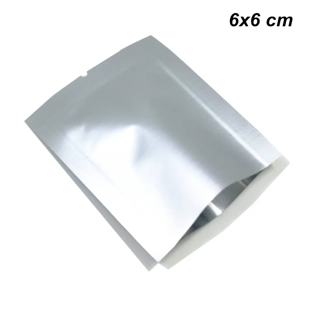 Sacs d'emballage thermoscellables sous vide en papier d'aluminium pur à dessus ouvert de 6x6 cm pour fruits secs