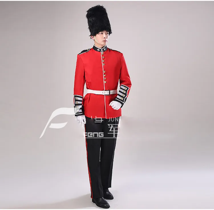 Costume de soldat de la garde royale d'Angleterre pour hommes et femmes, scène de la cour de garde britannique