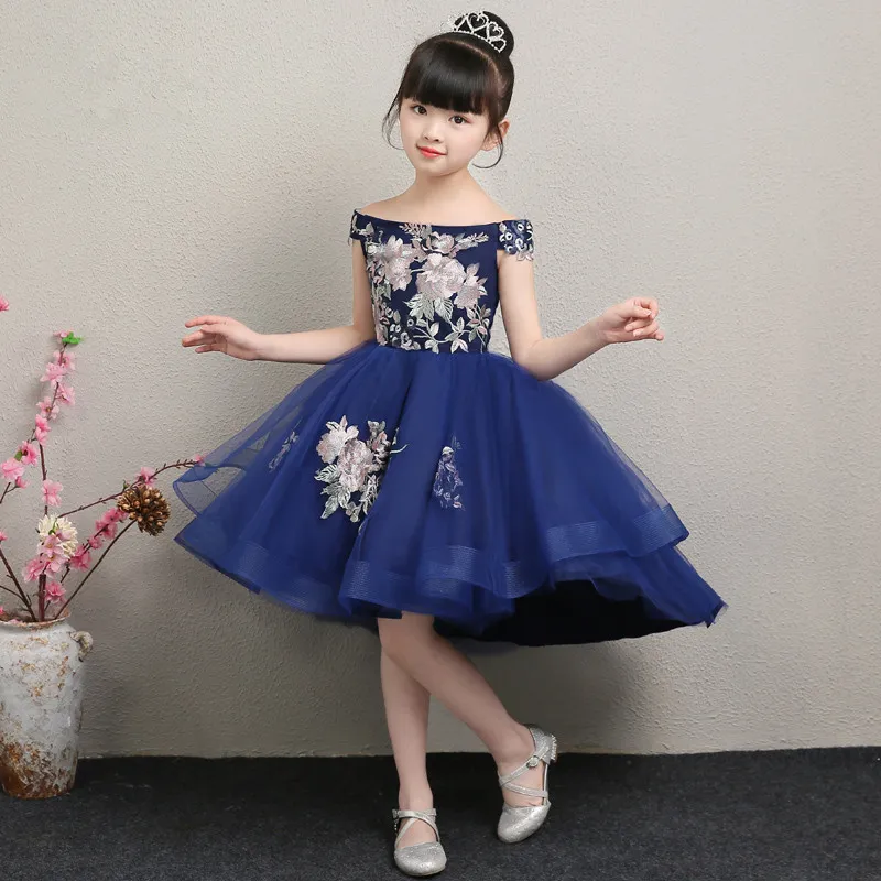 blue dress with flower applique Aurore Blue floral-appliqué lace midi dress S / Blue main image 1