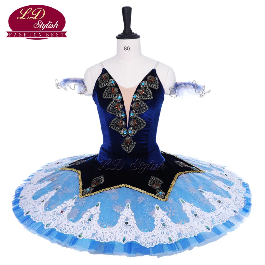 Vuxen Royal Blue Ballet Tutu Nötknäpparen Performance Stage Wear Women Light Blue Ballet Dance Tävling Kostymer Flickor Ballet Kjol