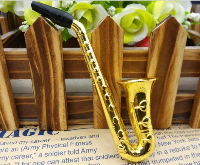 EN STOCK Brand New Gold Saxophone design tuyau poignée cuillère fumer pipe tuyau en métal