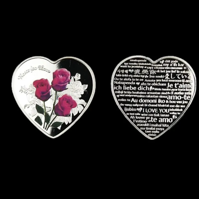 10 Sztuk Non Magnetyczne 2019 Forever Miłość Serca W Kształcie Rose Lover Prezent Odznaka Posrebrzane 40 mm Pamiątka Pamiątkowa Moneta