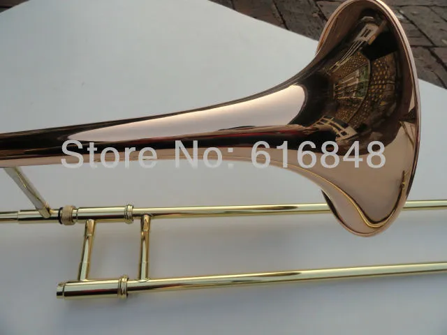 Hoge kwaliteit fosfor copper buis goud lak oppervlak EB verstelbare Alto trombone spelen muziekinstrumenten met zaak