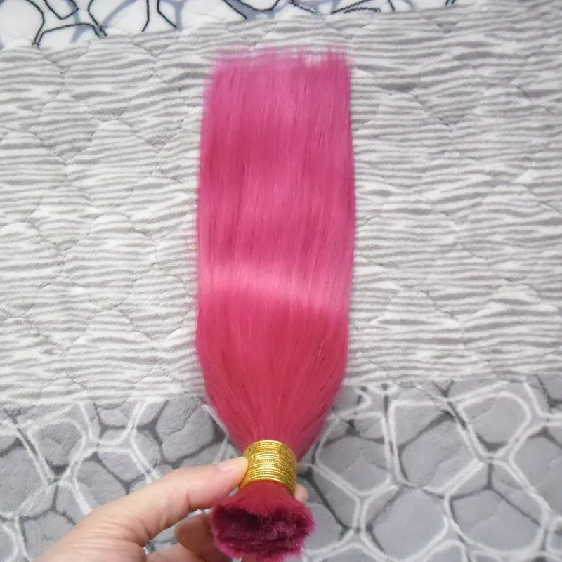 Pink Straight Human Braiding Hair Bulk Hair Blond Human Braiding Bulk 100g Human Braiding Hair Bulk No Weft 1PCS 16" 18" 20" 22" 24" 26"